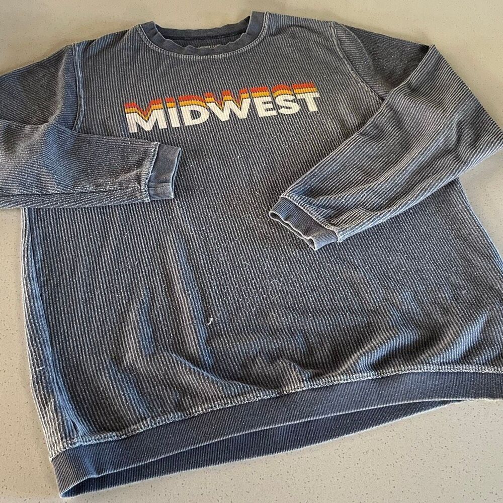 Boxercraft Midwest Thermal Retro Vintage Pullover Oversized Sweatshirt Size L